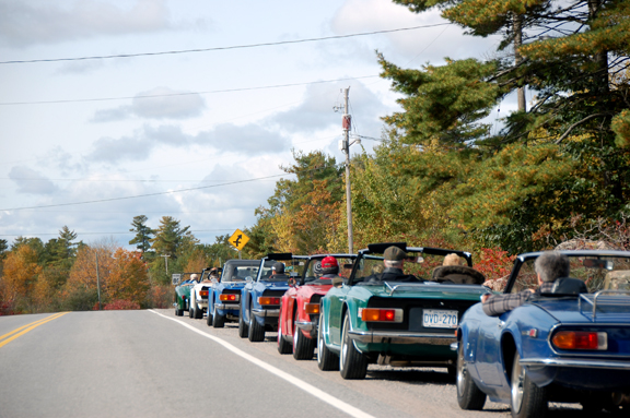 Getting back in line outside Lakefield, Ontario