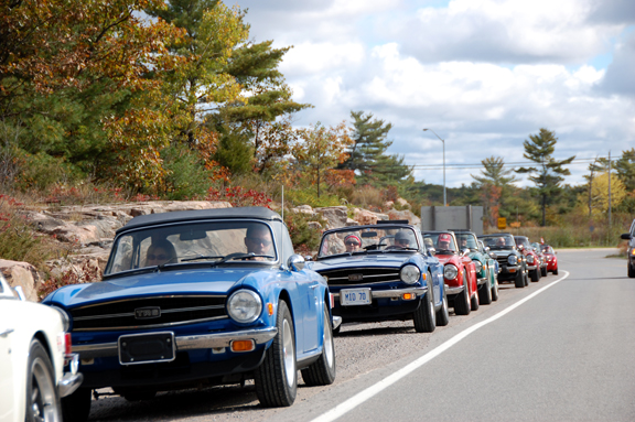 The other half of us getting back in line outside Lakefield, Ontario